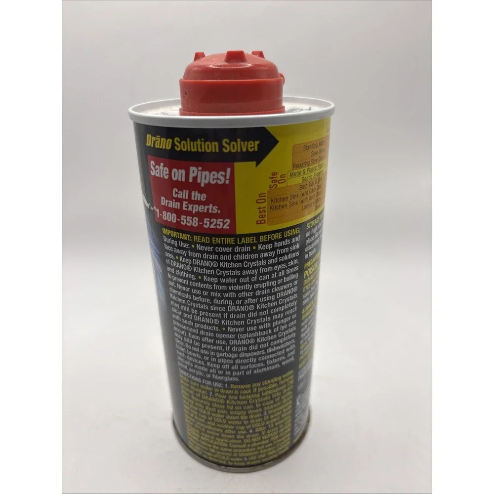 Vtg Drano Professional Strength Kitchen Crystals Clog Remover 18 Oz NEW 2004